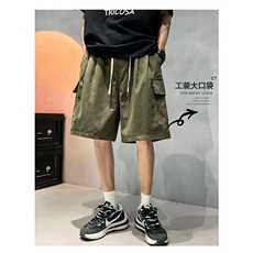 夏季百搭宽松休闲裤男高街工装短裤五分裤DK512/P32，男装牛仔裤，电商D202-1