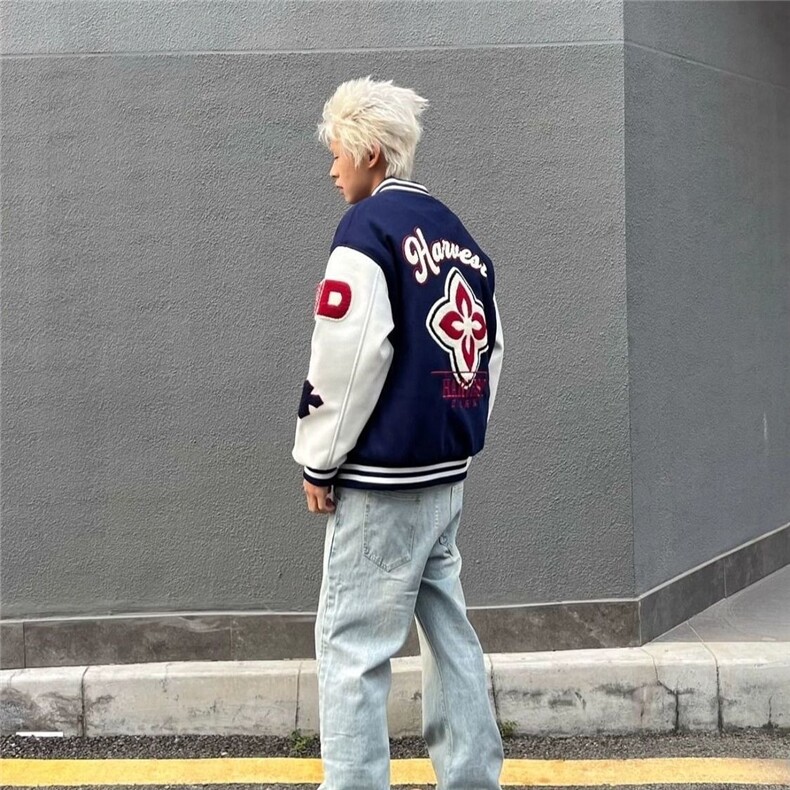 高街刺绣字母棒球服男女春秋季小众新款拼接情侣外套夹克上衣，男装夹克，星座1210-1