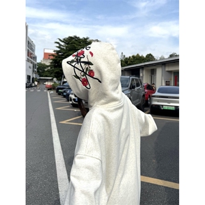 5222-P55好质量做工 袖窿压线#原版全刺绣休闲连帽卫衣薄款图片