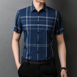 新款2023夏季男装上衣休闲百搭短袖宽松衬衫男士衬衣潮流图片