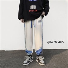 2024春新款港风撞色印花拼接抽绳束脚休闲运动裤KZ04-P50控69，男装休闲裤，星座914-3