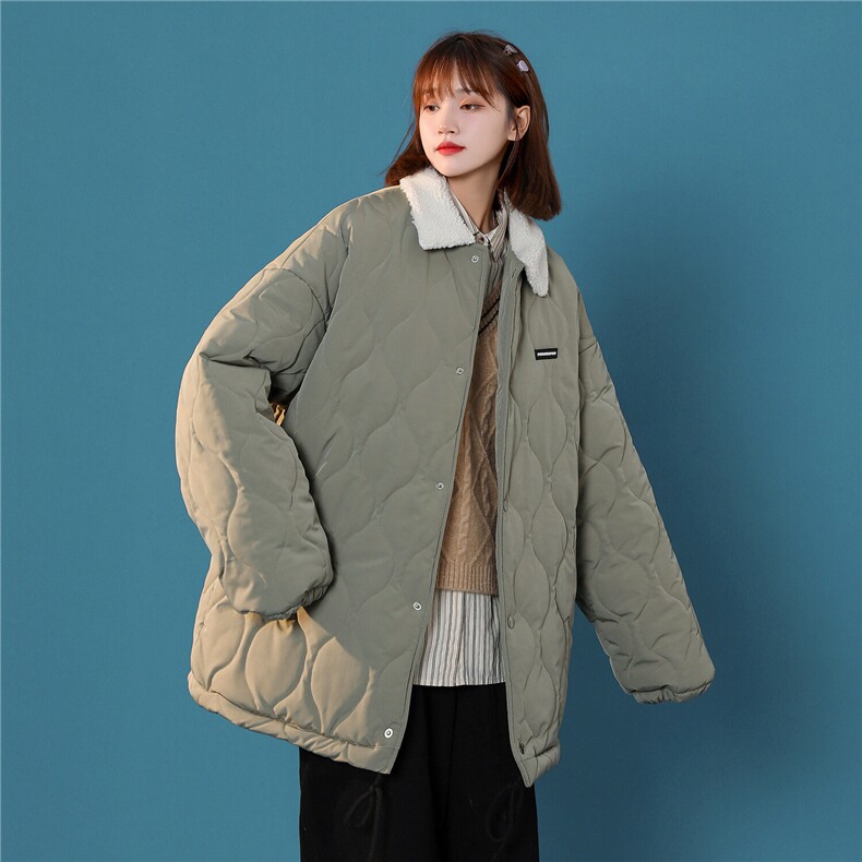 冬装新款菱形格工装棉衣加绒毛领宽松棉服外套潮Q327-P120控148,男装棉衣,星座617A-6（原A405-1）