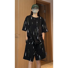 美式休闲套装短袖短裤宽松运动两件套男女T3713特P32/DK8701特P29，男装牛仔裤，电商A007