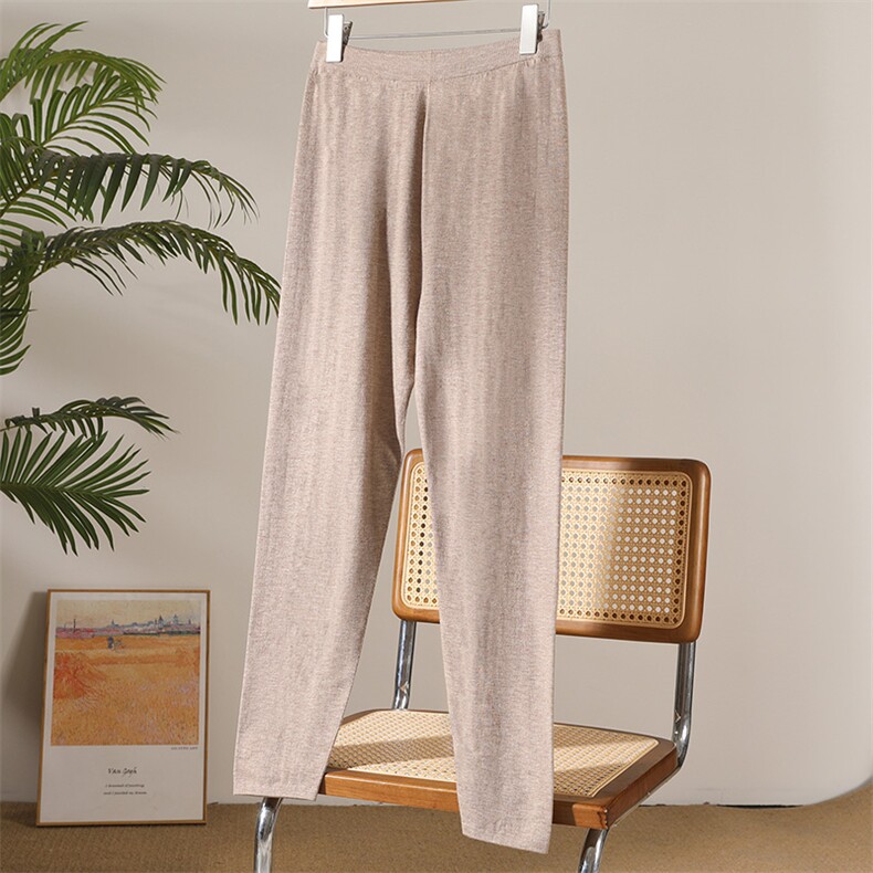 2025年秋季新款纯色直筒针织羊毛裤时尚休闲通勤百搭，女装休闲裤，高粱穗羊绒