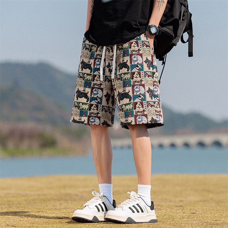 夏季新款大码休闲裤男小狗刺绣短裤五分裤子217-2-K205-特P35，男装牛仔裤，星座217-2