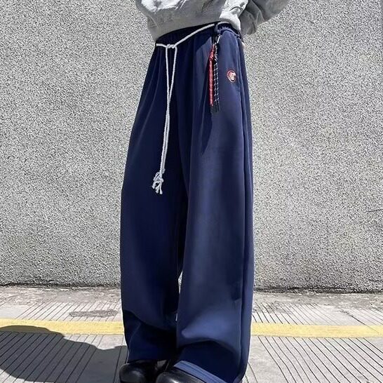 复古hiphop蓝色运动卫裤男女直筒美式街舞长裤 1001-1-BK052-P42图片