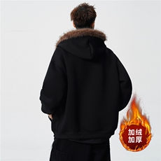 重磅580G！2025秋冬男士毛领开衫卫衣保暖外套WY90特P75，男装棉衣，电商B220