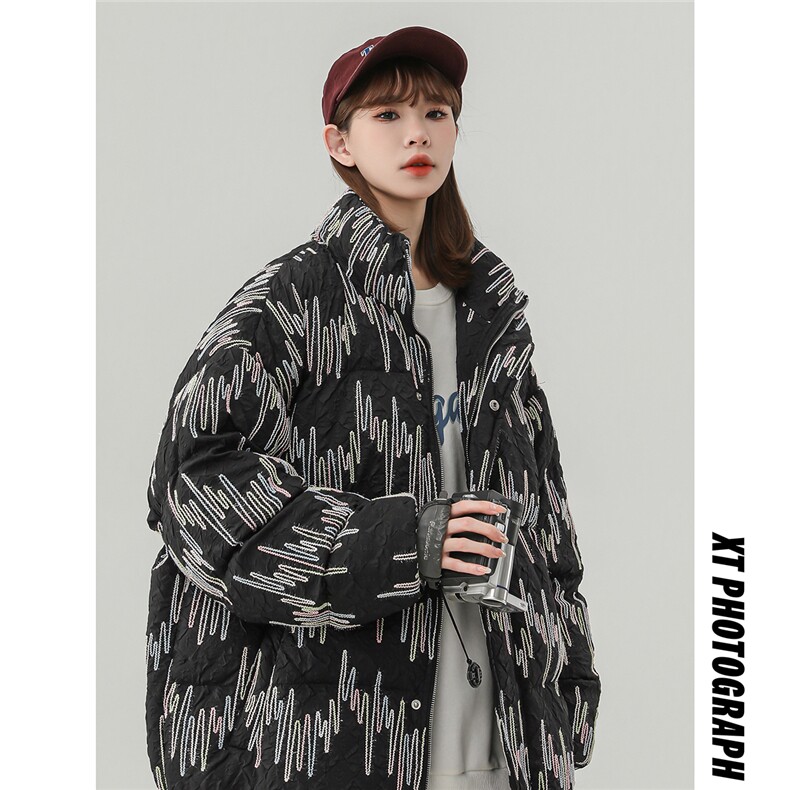 2023冬季新款刺绣棉服宽松百搭中性风棉衣M6064,男装棉衣,电商A132（原电商B245）