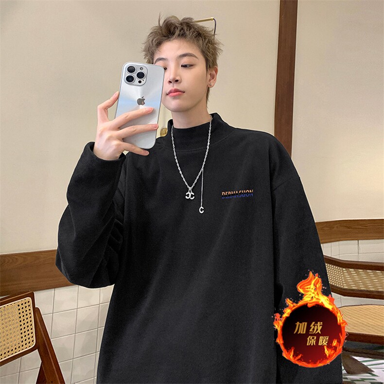 一件过冬重磅保暖针织衫德绒加绒加厚卫衣半高领打底长袖T恤DR37,男装针织衫/毛衣,电商A486