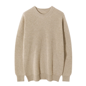 秋冬季新款舒适时尚百搭男士元宝针加厚圆领羊绒衫男装，男装羊绒套衫，麦纱纱羊绒