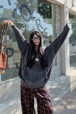 长袖上衣针织衫女设计感连帽提花打底衫女秋冬保暖毛衣，商品下架区，网红馆