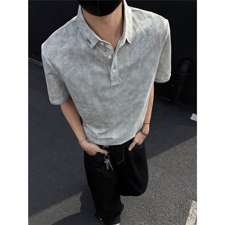 25夏新款男高品质刺绣翻领polo短袖黑墙风705-1-T001-P58无差价图片