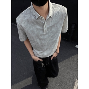25夏新款男高品质刺绣翻领polo短袖黑墙风705-1-T001-P58无差价图片