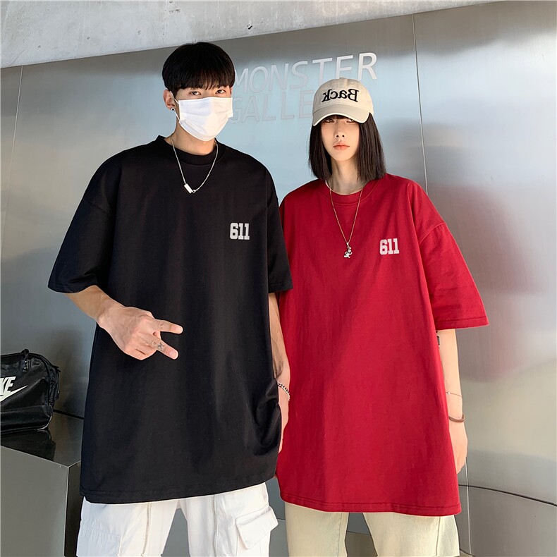 情侣装2026夏装新款美式潮字母印花圆领宽松短袖T恤D275P33,男装T恤,电商A335-1（原A458）