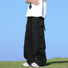 夏季日系复古纯色休闲裤男女生宽松休闲学院风多口袋工装长裤子，男装工装外套，星座601-2