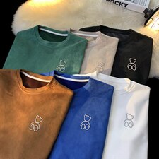 XZ222-1/CT01/P55/控68麂皮绒重磅美式复古咖色小熊长T卫衣，男装卫衣，星座809A(原222-1)