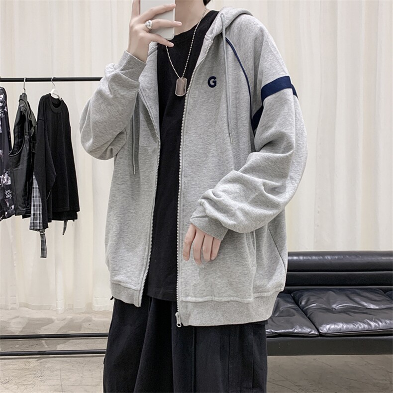 宽松休闲外套男秋季韩版百搭运动上衣ins开衫连帽卫衣W1103-P35,男装夹克,星座512-4