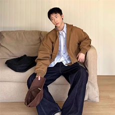 藏蓝色ma1飞行夹克男款春秋高级感美式立领cleanfit短款垫肩外套，男装夹克，星座1210-1