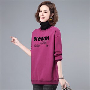 长期现货，冬季新款圆领套头长袖时髦加绒刺绣卫衣，女装卫衣/绒衫，涵誉