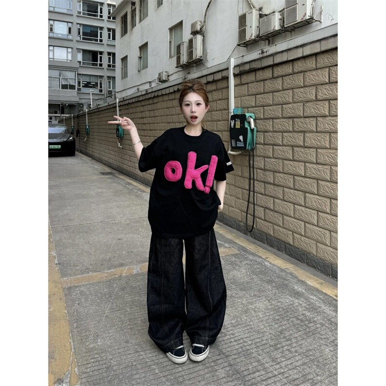 BK891LL-特45美式复古立体字母情侣短袖T恤男女款夏季小领口半袖,男装T恤,星座1007（原301D）