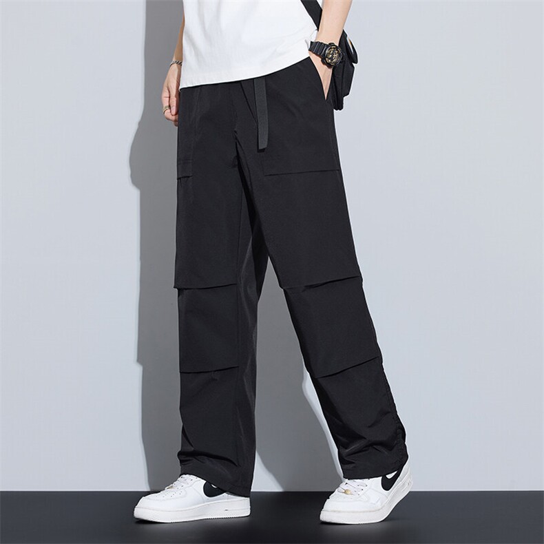 新款户外港风褶皱冰丝裤设计小众百搭防水大码休闲裤K5118P28，男装休闲裤，电商A128