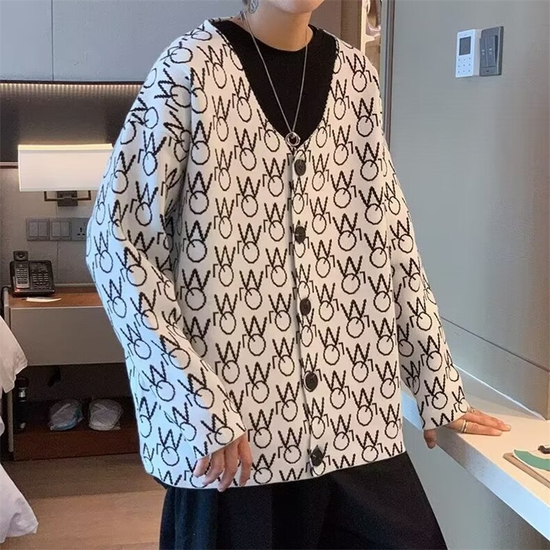 杨幂同款字母开衫毛衣休闲针织衫M8812P58,男装针织衫/毛衣,星座1116-2