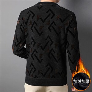 G872冬季男士圆领毛衣天鹅绒提花加绒针织加绒打底衫男装保暖P72，男装针织衫/毛衣，电商B360