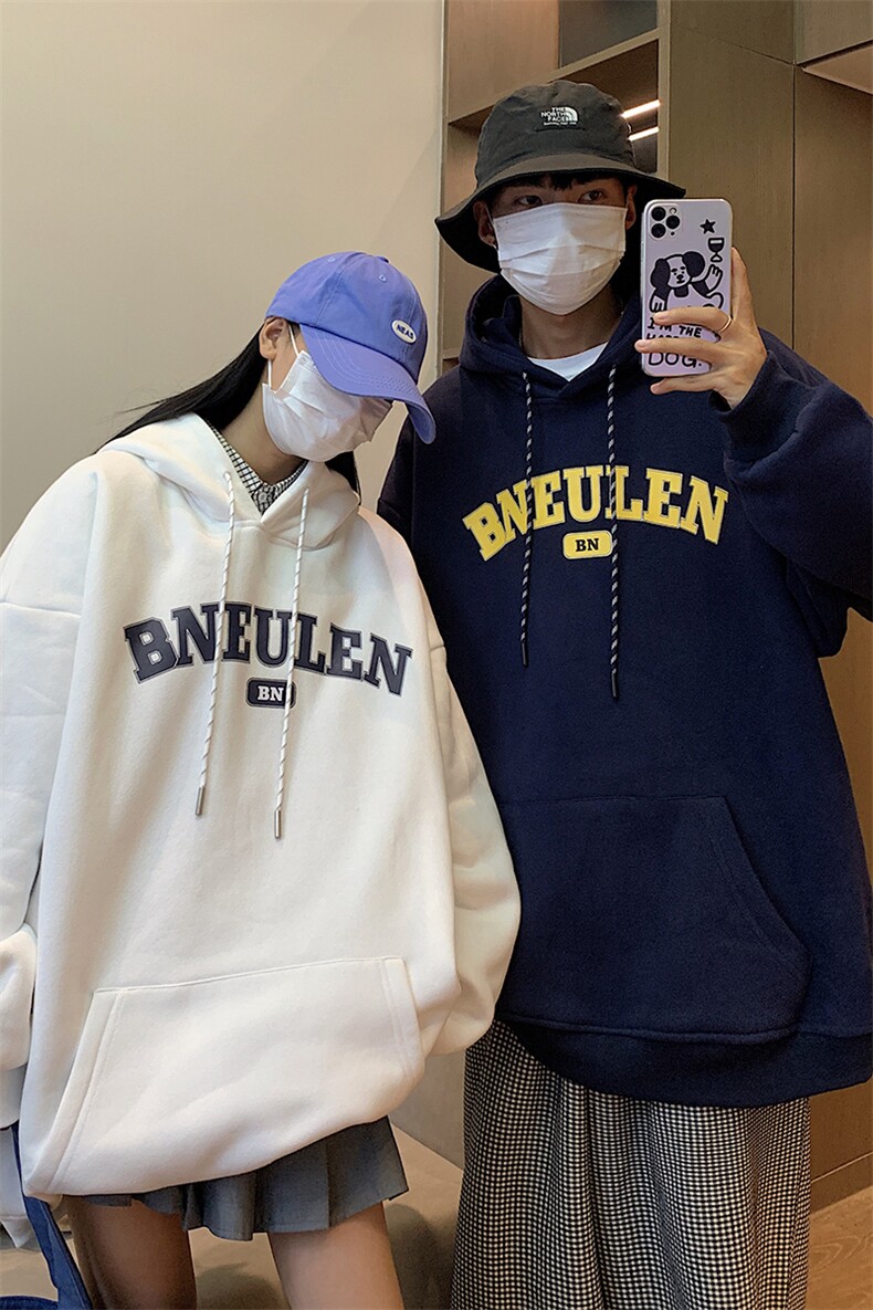 抖音品质情侣装秋冬装简约风加厚连帽套头加绒卫衣G1027P68男,男装卫衣,电商A339