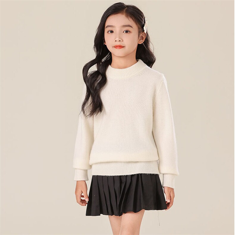 秋冬新款儿童羊绒衫35%羊绒七针半高领男女童保暖毛衣时尚百搭，童装儿童羊绒衫，群鹿羊绒