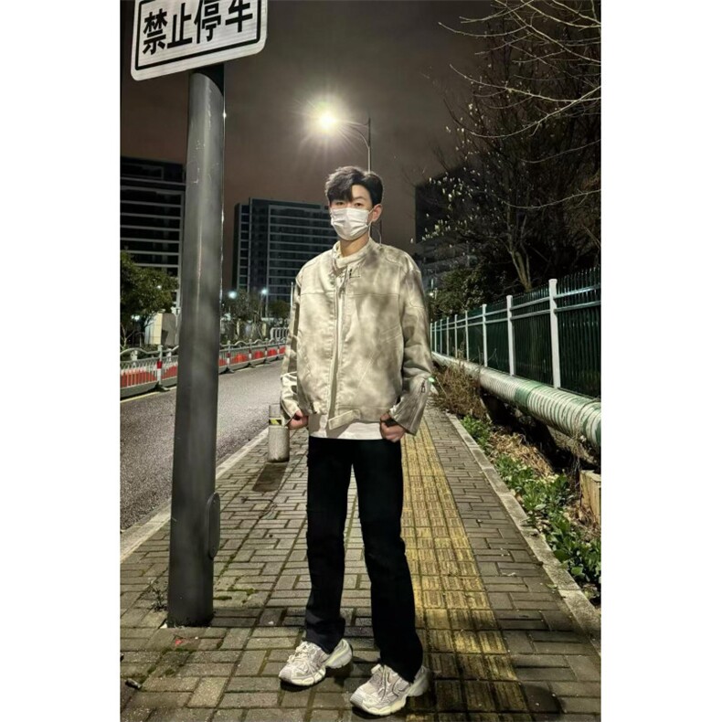 【有货】cleanfit扎染皮衣外套男春秋款机车服夹克3604HH-特P85图片