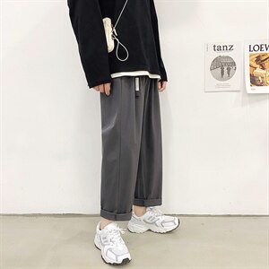港风宽松复古休闲裤男士秋季潮流个性直筒裤K859-P45图片