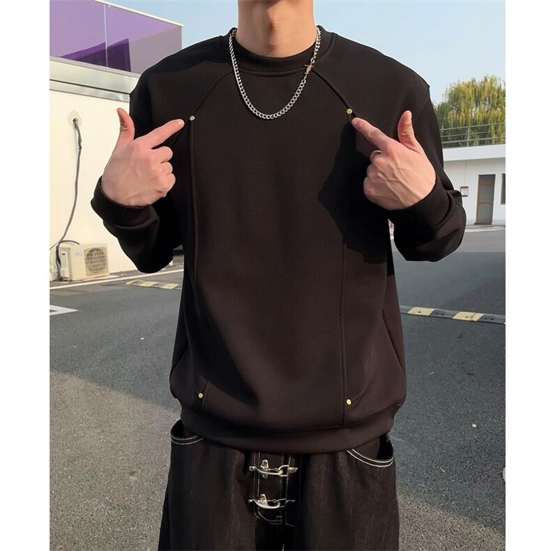 【现货2万件】肌理设计感银狐绒加绒圆领卫衣特P3878,男装卫衣,星座808B