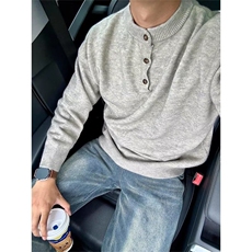 美式痞帅亨利领毛衣男2025新款秋冬季慵懒感老钱风针织衫线衣外套，男装针织衫/毛衣，四季星座505