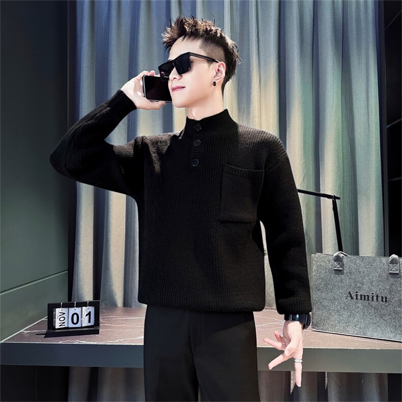 M547-P78-控108男高领保暖毛衣内搭时尚秋冬新款长袖休闲男装排扣,男装针织衫/毛衣,星座102A（原电商D309-1）