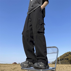 春夏直筒工装裤男日系复古休闲痞帅百搭美式潮牌多口袋青少年裤子，男装工装外套，星座410-7