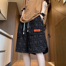 冰丝工装短裤男夏季薄款美式宽松高街大口袋中裤休闲运动五分裤男，男装牛仔裤，星座1210-1