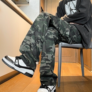 M-8XL春季伐木迷彩工装裤大码美式vibe直筒长裤牛仔裤子KZ1912P58图片