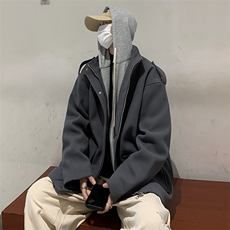 秋冬款男假两件连帽大衣工装大口袋单排扣风衣外套DY303P80，男装风衣，星座1013-1