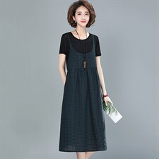 2021年夏季新款连衣裙女中长款韩版休闲套装女两件套装裙子洋气，女装连衣裙，简韵佳