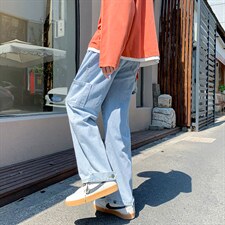 2021秋季新款港风工装牛仔裤男潮牌宽松百搭抽绳直筒裤K1119-P35，男装牛仔裤，星座512-4