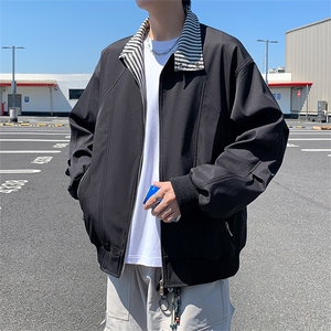 立领拼接结构小短款夹克男ins高街潮牌原宿风宽松外套JK0901-P78图片