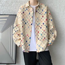现货秋季特批50新款高品质破洞衬衫抖音品质CS7842-P50控78，男装衬衫，电商A059