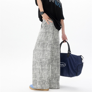 8XL-M 棉麻扎染糯米裤垂感直筒宽松慵懒休闲阔腿裤K9130P68控98图片