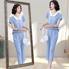 雪纺连体裤女夏装百搭髦套装显瘦连体裤小个子连身裤，女装连体裤，辉之琳