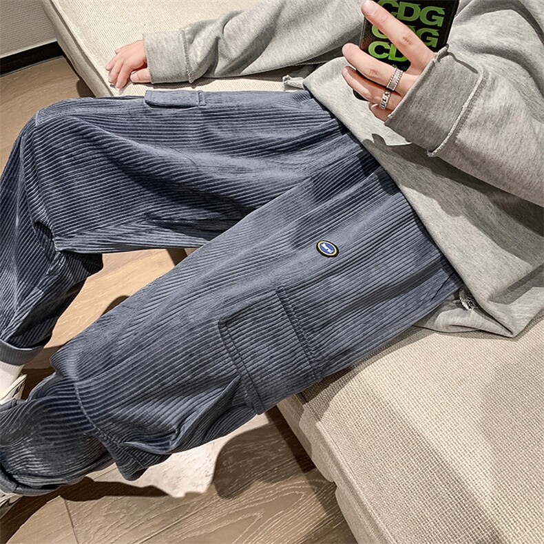 2025秋冬款运动裤加厚日系灯芯绒休闲裤工装裤棕GK09-P20，男装休闲裤，电商B277A（原A068）