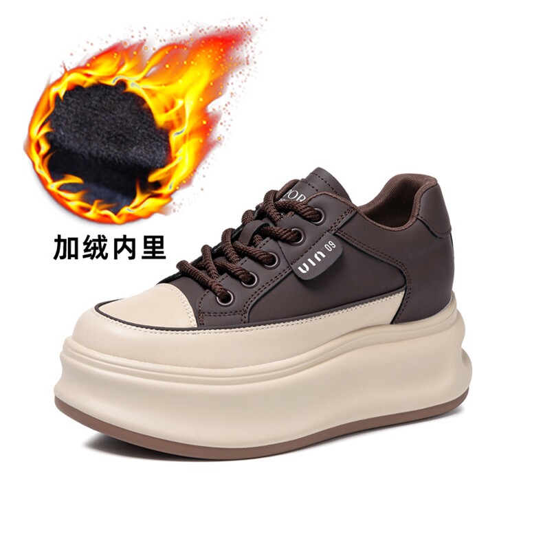 小个子厚底女鞋2024秋冬新款休闲百搭保暧加绒小白鞋,女鞋休闲鞋,电商A223