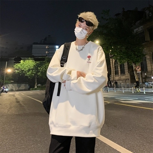 美式印花圆领卫衣男春秋款宽松潮牌上衣男生百搭长袖外套 W1014图片