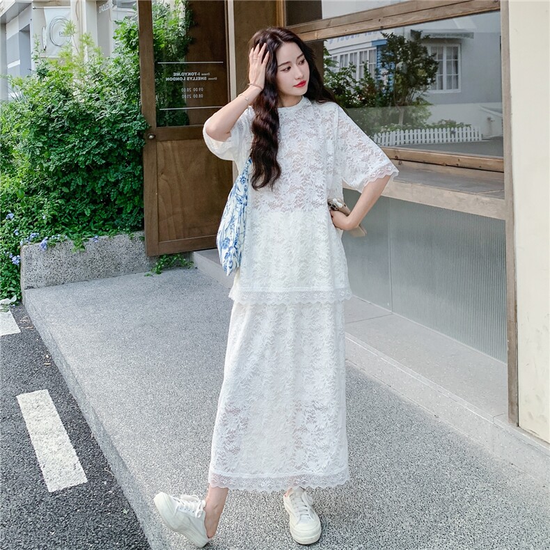 设计感不规则蕾丝套装裙半裙女2025夏季日系流行穿搭一整套潮新款图片
