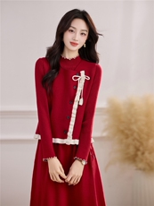 2025年冬季连衣裙腰间可调节配马甲两件套，女装针织衫/毛衣，乐吉娜