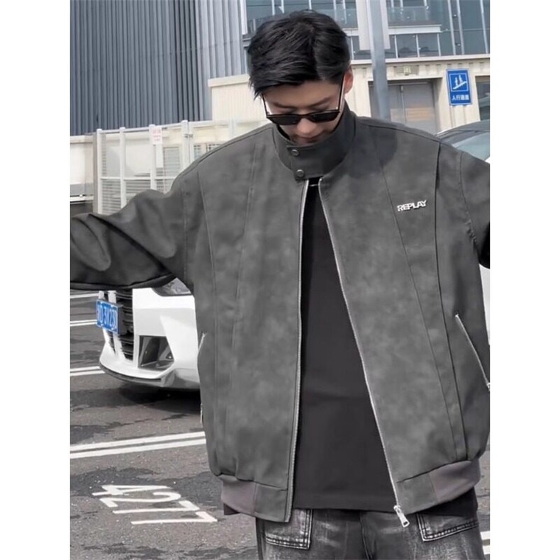 美式立领皮衣外套哈灵顿夹克机车风棒球服JK639特P73,男装夹克,星座908-1